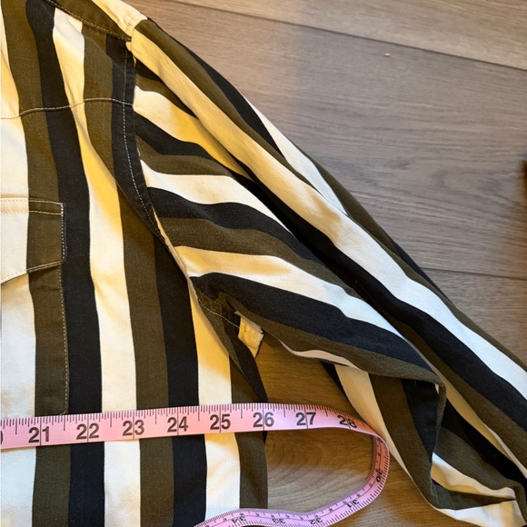 Vintage Wrangler Striped Brown and White Men's Pearl Snap Shirt - Picture 6 of 7